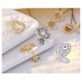 thumbnail image 5 of Pendientes de titanio para orejas sensibles, pendientes de poste de titanio para mujer, corazón (color dorado). Plata）2 piezas, 5 of 5
