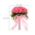 thumbnail image 2 of Hemoton Wedding Bridal Bouquets Artificial Rose Flower Bouquet Bridesmaid Flowers With Silk Ribbon Bowknot For Wedding Valentines Day Decoration Pink, 2 of 8