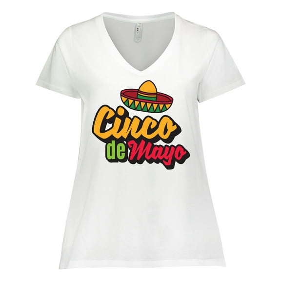 Inktastic Cinco De Mayo with Sombrero Women's Plus Size V-Neck T-Shirt