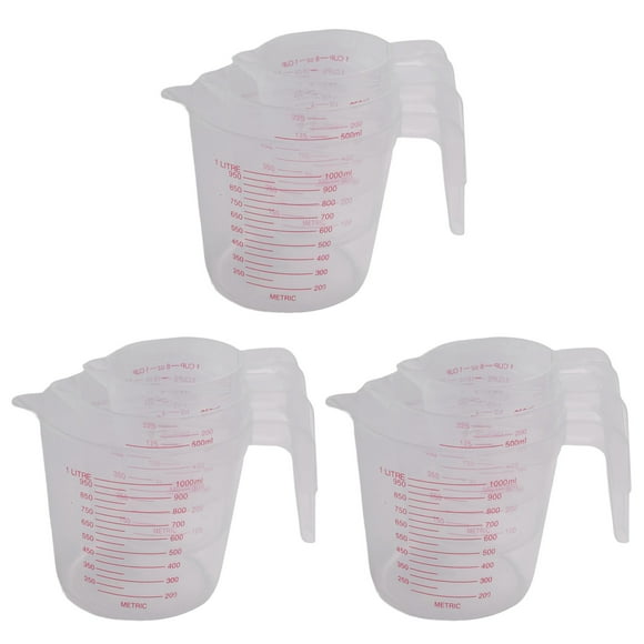 9Pc Plastic Measuring Jug Set Large 4 Cup, 2 Cup and 1 Cup Capacity BPA Free Measuring Beakers with Angled Grip