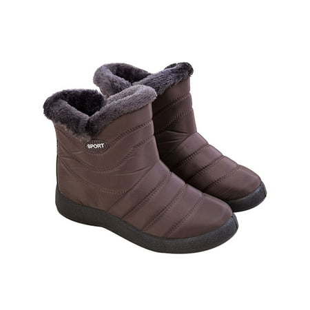 

Lacyhop Warm Snow Boots Women s Winter Ankle Bootie Anti-Slip Ankle Short Boots Waterproof Slip On Outdoor Shoes Brown US 11