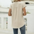 thumbnail image 4 of Puntoco Short Sleeve Women Tops Clearance 2025,Womens Dressy Chiffon Blouses Summer Puff Petal Short Sleeve Shirts V Neck Casual Work Tops Beige L(L), 4 of 4