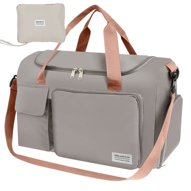 Sac de Sport de Voyage Sac Weekender pour Femmes Pliable Séparation du Sec et du Mouillé Sac Fourre-Tout de Sport Sac de Gym Portable Pliable Sac de Sport de Gym Imperméable Bagage de Cabine pour la Nuit pour Voyage Usage Quotidien Gy