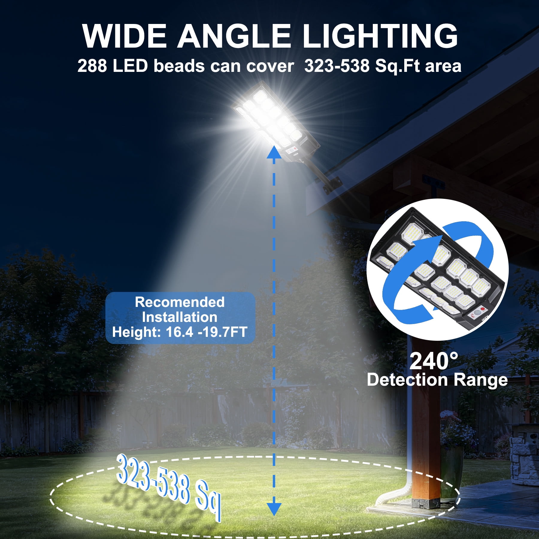 1200W Solar Street Lights Outdoor, IP66 Waterproof Solar Lights Outdoor 900,000 Lumens, 9000K Dusk to Dawn Security Flood Lights Motion Sensor with Remote Control for Yard, 2 Pack