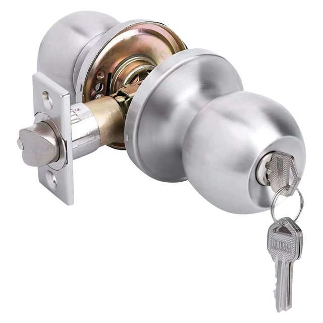 Popular! Entry Doorknobs Lock With Keys Three-pole Lock Stainless Steel Ball Lock