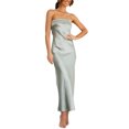 thumbnail image 4 of Arvbitana Women's Off Shoulder Satin Tube Dresses Elegant Sleeveless Wedding Guest Party Cocktail Evening Formal Dress, 4 of 6