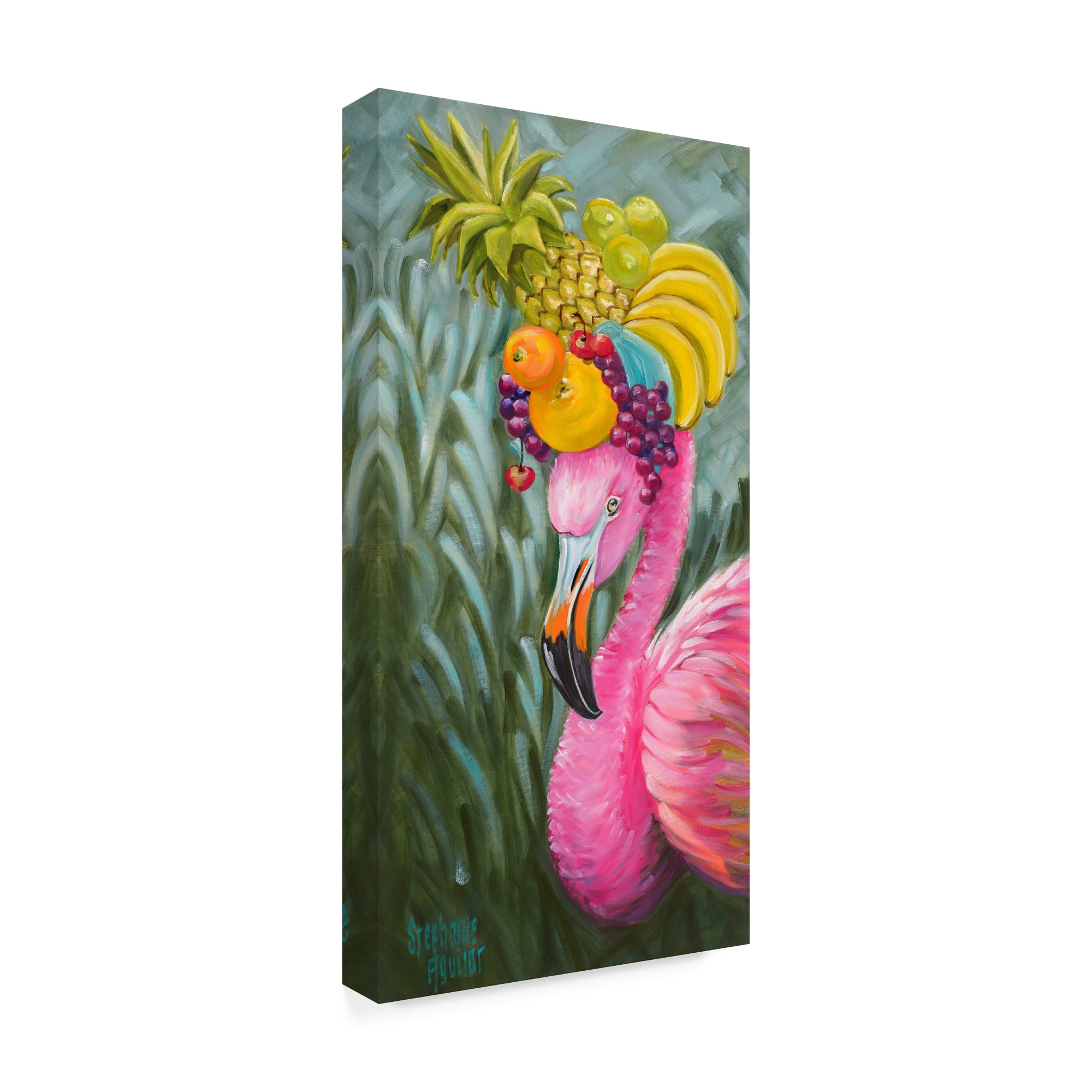 Trademark Fine Art 'Flamingo with Fruit Baskets' Canvas Art by Stephanie Aguila