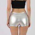 thumbnail image 6 of RYRJJ Metallic High Waisted Booty Shorts Women's Shiny Cheeky Dance Bottoms Wet Look Disco Party Club Hotpants(Silver,L), 6 of 7