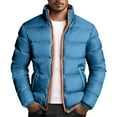 thumbnail image 3 of BiZtdJrK Mens Casual Puffer Jacket Stand Collar Long Sleeve Zip Up Quilted Jackets Comfy Warm Winter Coats with Pockets Blue XXL, 3 of 6