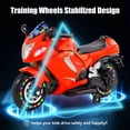thumbnail image 6 of Xuanlur 24V Electric Motorcycle for Kids, Kids Motorcycle with Training Wheels, LED Light Up Wheels, Dual 390 Motors, Speed Up to 7 mph, Bluetooth Music, Ride On Toy for Kids 3-8 Years Old, Red, 6 of 8