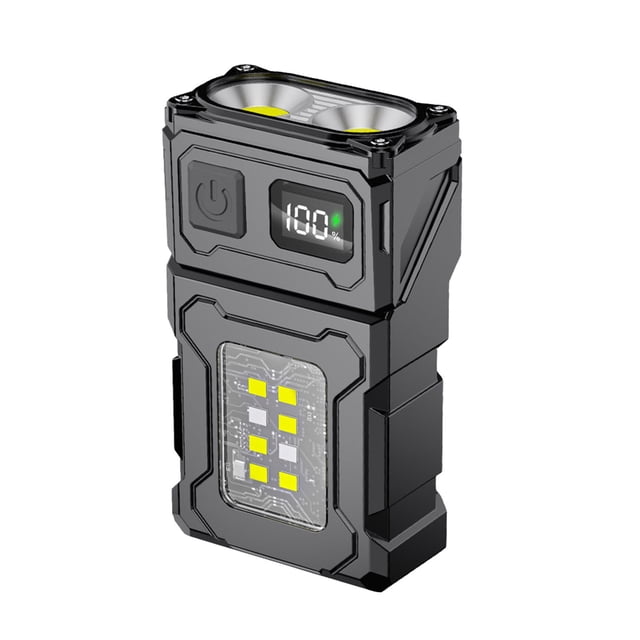 Hearth & Gear Small Flashlight Rechargeable Compact Pocket Work Light Mini EDC Torch With 6 Modes COB Side Light Digital Display Worklight Running Headband Hat Holder Dog Walking Light Hard Hat Light