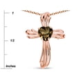 thumbnail image 2 of Star K� Heart Shape 6mm Genuine Smoky Quartz Ribbed Cross Of Love Pendant Necklace 14k Rose Gold, 2 of 9
