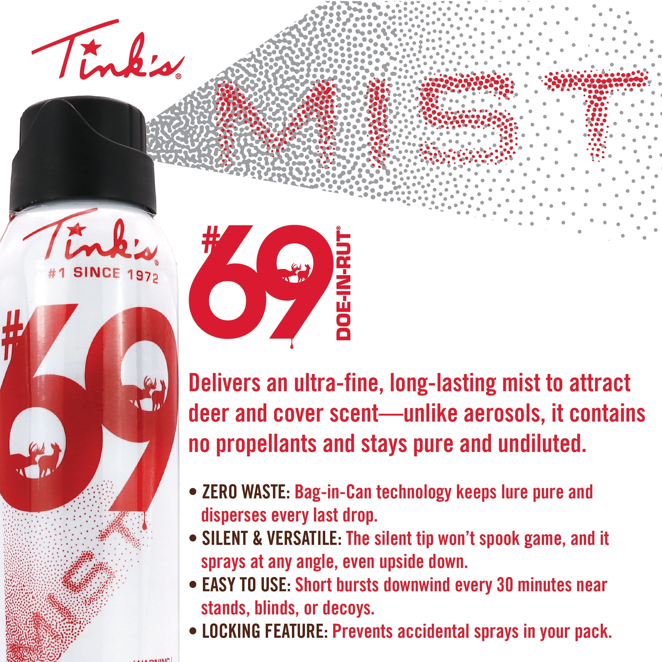 Tink's #69 Doe-In-Rut Hot Shot Mist Estrous Doe Urine Scent - 3 oz. can