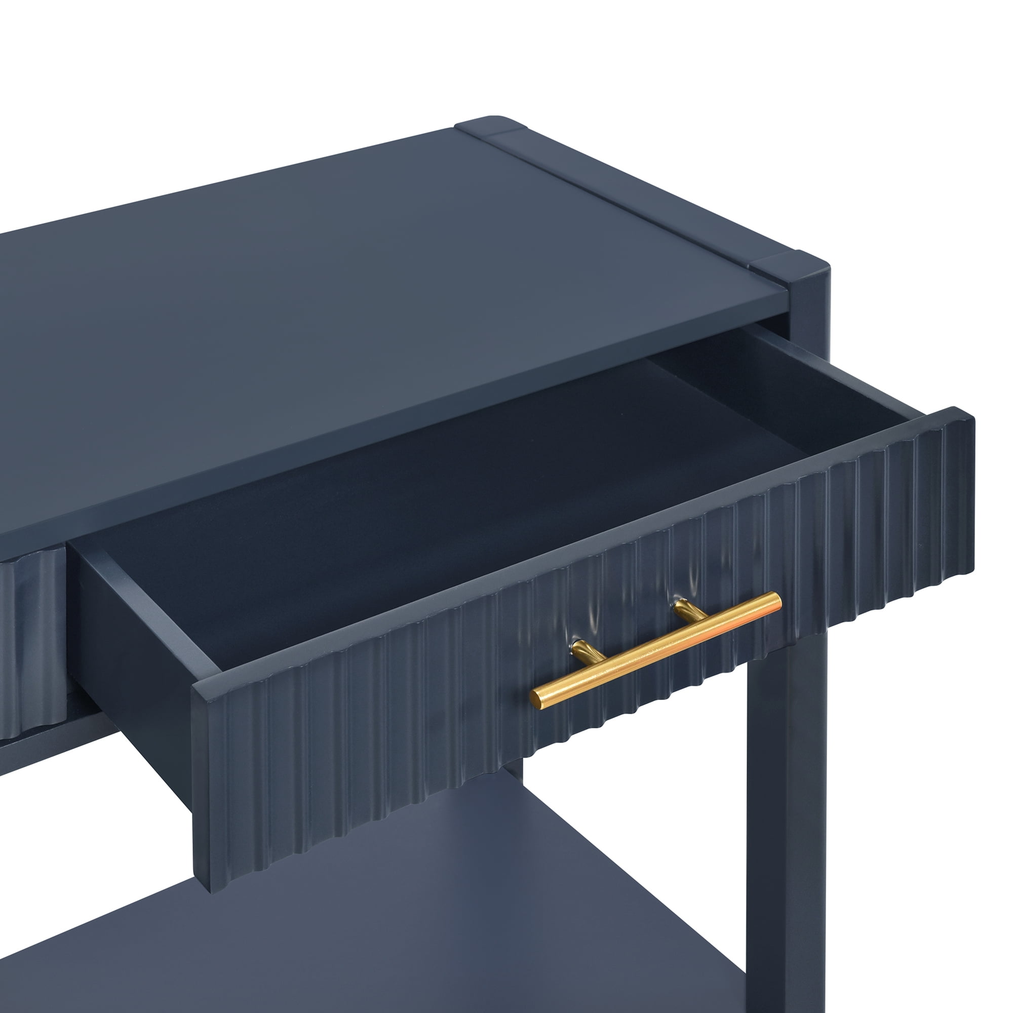 EUROCO 60" Long Console Table,Wood Sofa Table for Entryway with 3 Drawers,Vertical Stripe Drawers and Open Shelf for Living Room Hallway Foyer Office,Navy Blue
