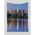 thumbnail image 1 of Wisconsin Tapestry, Panoramic Photo of Madison with Landmarks at Twilight Reflections on Lake, Wall Hanging for Bedroom Living Room Dorm Decor, 40W X 60L Inches, Multicolor, by Ambesonne, 1 of 2