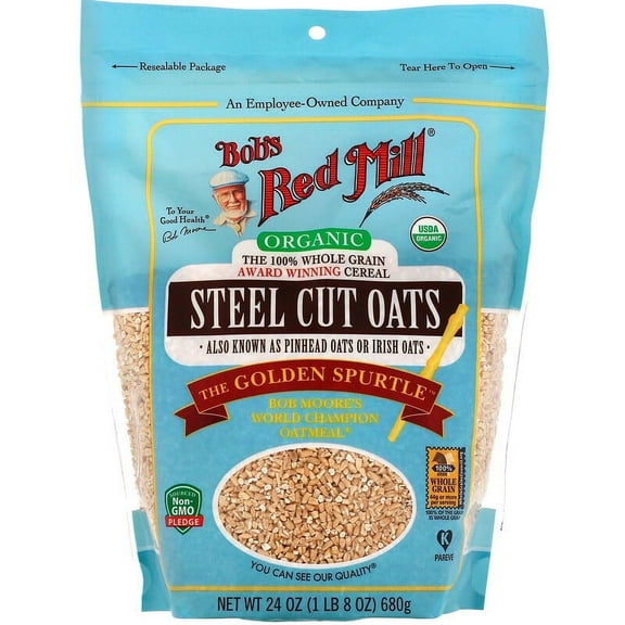 Bob's Red Mill, Organic Steel Cut Oats, Whole Grain, 24 oz Pack of 2