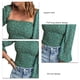 thumbnail image 3 of Top con estampado floral para mujer, blusa informal fruncida de manga larga abombada, Top con cintura fruncida y busto fruncido para mujer, 3 of 5