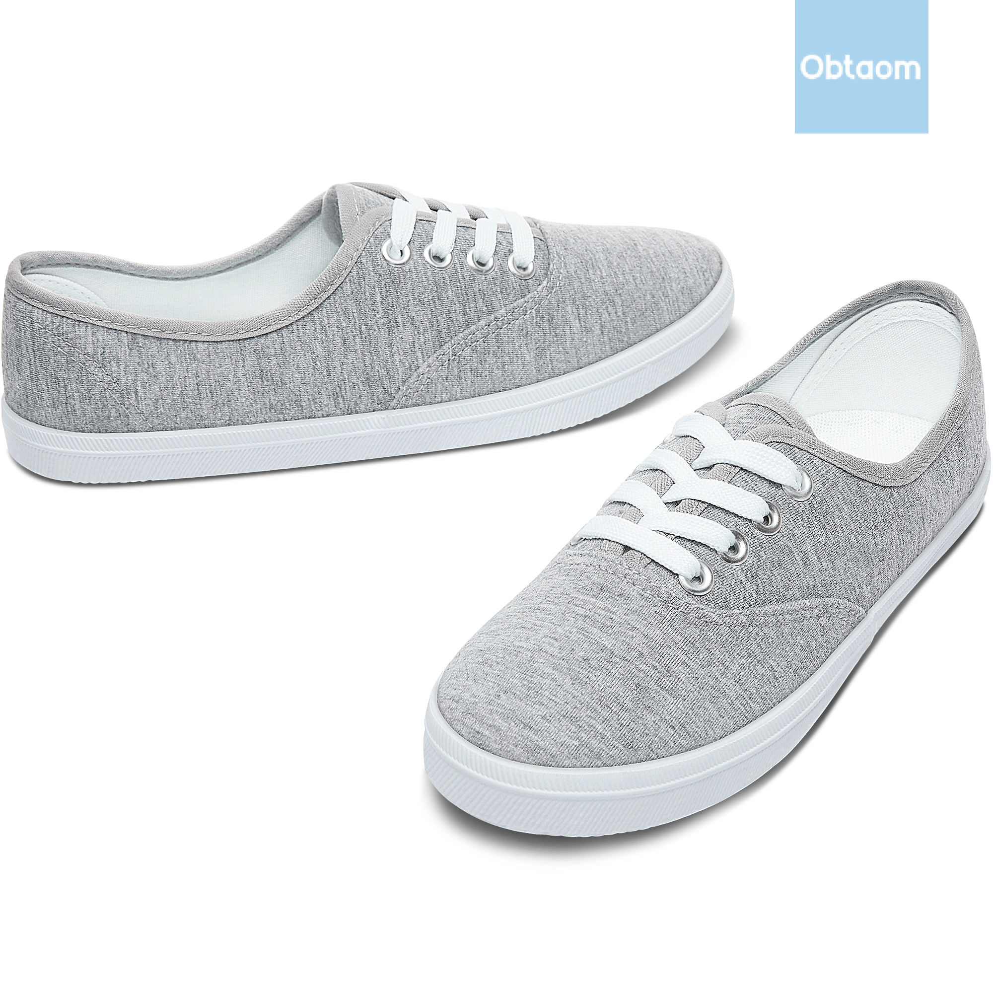 Obtaom Women's Canvas Lace-Up Sneakers photo 6