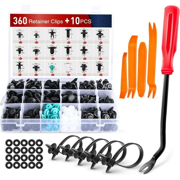 Nilight 360Pcs Car Retainer Clips Fastener Remover Kit - 18 Most Popular Sizes Auto Push Pin Rivets for Benz BMW Toyota Honda Subaru Nissan Mazda