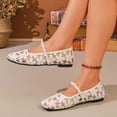 thumbnail image 6 of Miluxas Women's Flower Mesh Ballet Flats Bowknot Square Toe Ballerina Flats Closed Toe Comfortable Casual Work Shoes White 9.5(43), 6 of 8