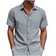 thumbnail image 2 of Blusa y camisa de manga corta con cuello vuelto para hombre, de verano, de color liso, de manga corta, con solapa y botones, estilo cárdigan, con bolsillo, blusa de moda, camisa de poliéster para homb, 2 of 9
