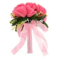 thumbnail image 6 of Hemoton Wedding Bridal Bouquets Artificial Rose Flower Bouquet Bridesmaid Flowers With Silk Ribbon Bowknot For Wedding Valentines Day Decoration Pink, 6 of 8
