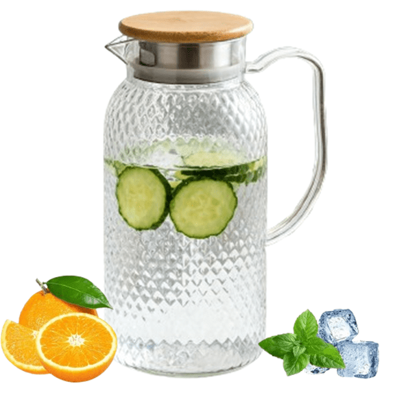 Bxaolu 1 Pack Plastic Pitcher 33.8 Oz, Clear Pitcher with Lid, Water Jug for Fridge, BPA-Free, Ice Tea Pitchers for Juice, Lemonade, Sangria, Milk, Coffee, Cold or Hot Beverages