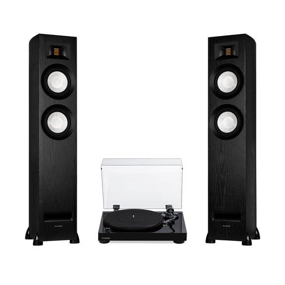 Fluance RT81 Vinyl Turntable Record Player, Audio Technica AT95E Cartridge,  and Ri91 Powered Floorstanding Speakers