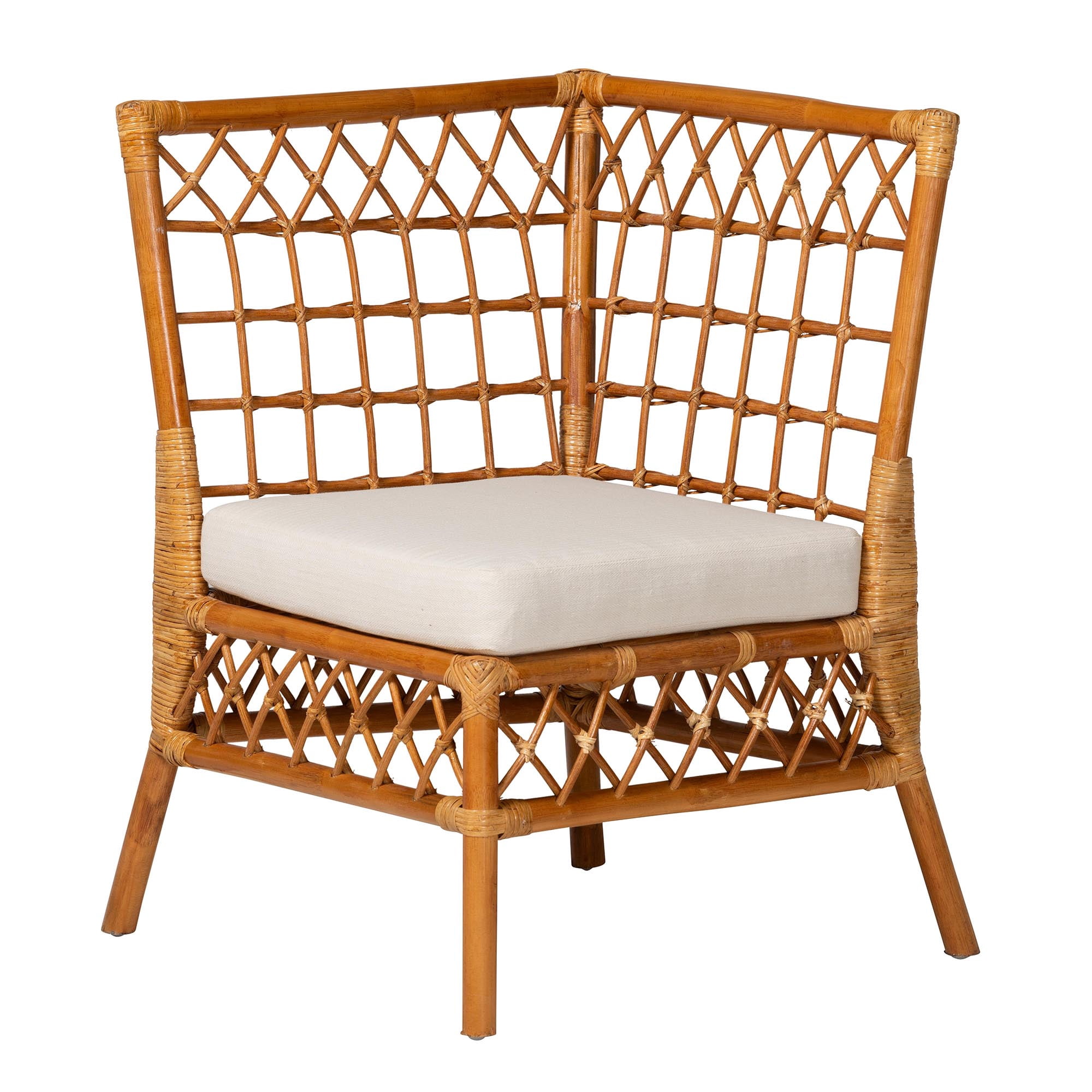 bali & pari Adora Rattan BOHO Dining Nook Set, 4-Piece, Light Honey