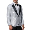thumbnail image 4 of CHAQUETAS DE LENTEJUELAS INSPIRADORAS CHIC PARA HOMBRES, CHAQUETA DE DEPORTES BRILLANTE CON SOLAPA PICO, TRAJE BRILLANTE PARA BODAS, 4 of 5