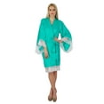 thumbnail image 2 of Bimba Women Lace Kimono Sleeve Short Satin Robe Getting Ready Bides Robe Coverup, 2 of 7