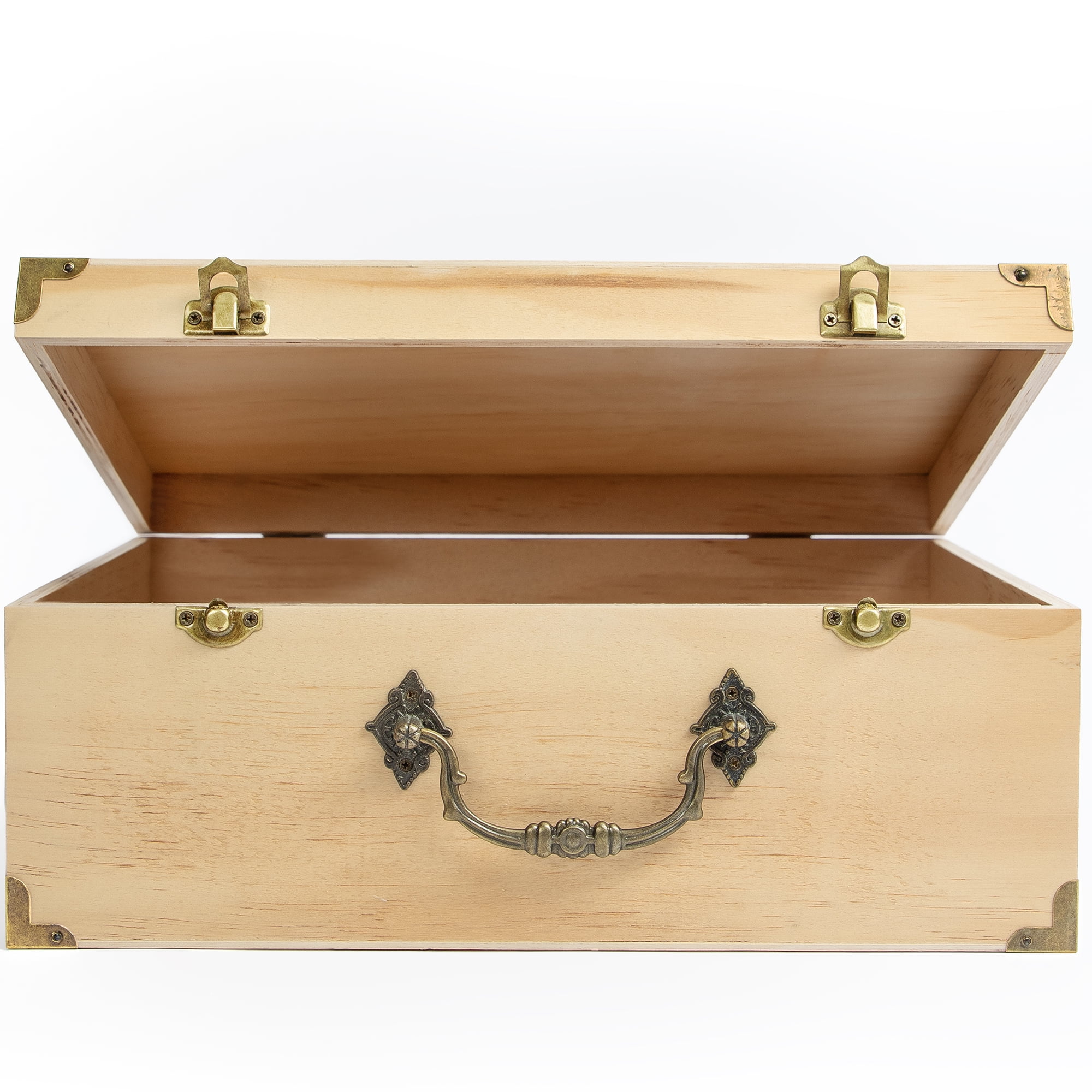 (2 pack) Cousin DIY Unfinished Wood Keepsake Storage Box with Metal Latches and Handle, 12.60" x 8.9" x 5"