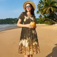 thumbnail image 4 of Naloa Gold butterfly glitter Print Womens Summer A-Line Dress with Pockets,Short Sleeve Dresses,Flowy Beach Swing Dress for Vacation Travel, 4 of 6