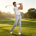 thumbnail image 6 of Mens Golf Dress Pants Quick Dry Straight Leg Trousers Slim Fit Casual Work Bottoms Gray L, 6 of 8