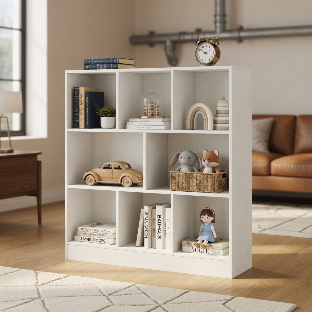 Barara King Kids Storage Unit Bookshelf,Toy Storage Organizer,41 Inches 8-Cube Freestanding Bookcase for Kids-White