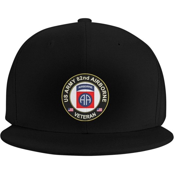 US Army Veteran 82nd Airborne Division Hat Casual Fashion Flat Bill Baseball Cap Adjustable Trucker Hats for Men and Women