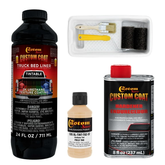 Custom Coat 30480 Field Tan T82 Urethane Roll-On, Brush-On or Spray-On Truck Bed Liner, 1 Quart Kit with Roller Applicator Kit