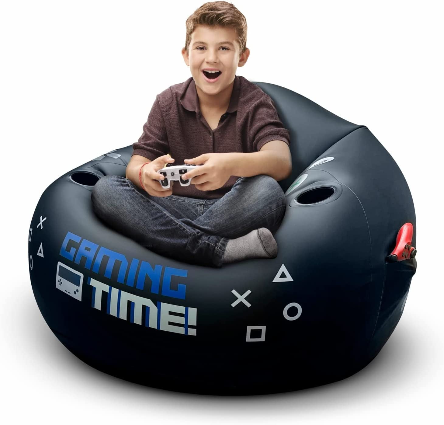 Inflatable Gaming Chair for Kids & Teens with Cup Holder and Side Pocket Video Game Chairs