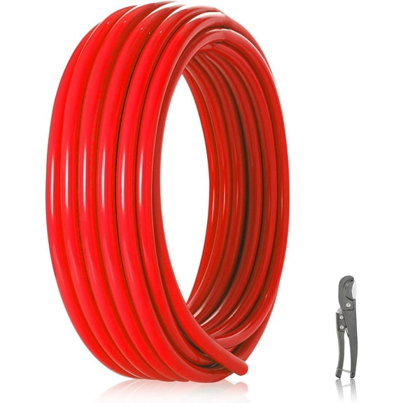 HeSun 1/2 Inch PEX-B Pipe, 100 Feet Pex B Tubing in Red, for Hot/Cold Water Plumbing, NSF Certified