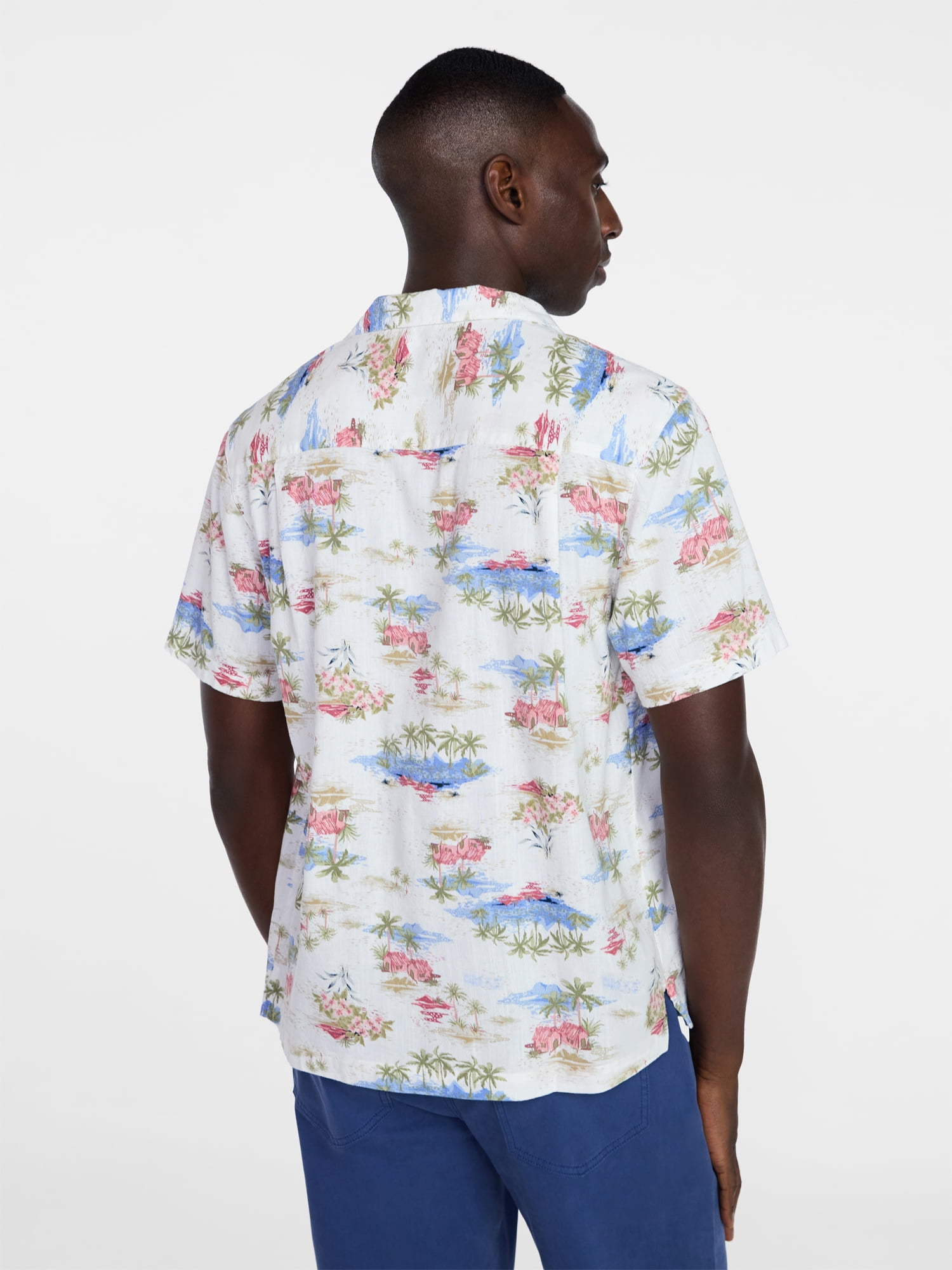 George Men's Relaxed Fit Linen Blend Camp Shirt with Short Sleeves, Sizes S-5XL, LT-3XLT