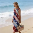 thumbnail image 6 of 4th of July Dresses for Women Summer Cotton Crew Neck Sleeveless Tank Dress Independence Day Print Beach Long Dresses with Pockets, 6 of 9