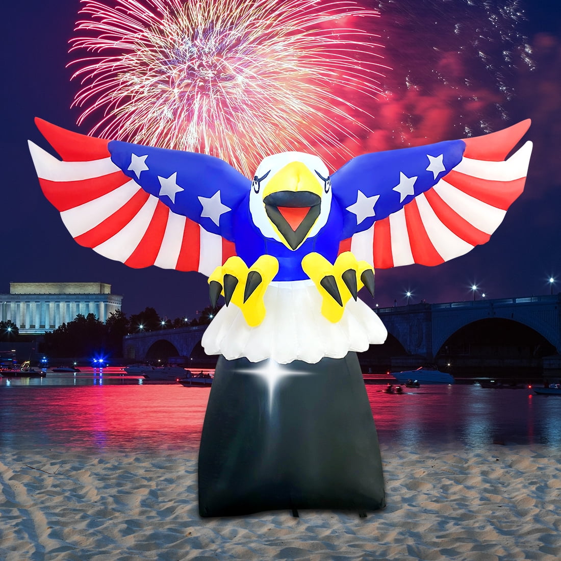 GOOSH 8.5FT Width 4th of July Inflatable Decorations Patriotic Blow Up Yard Inflatables with LED Lights Holiday Inflatables July 4 Clearance for Outdoor Yard Garden Lawn Decor