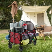 Gorilla Carts Collapsible Folding Wagon Cart, 7 Cu Ft Bed, 150 lb Load Rating, Red