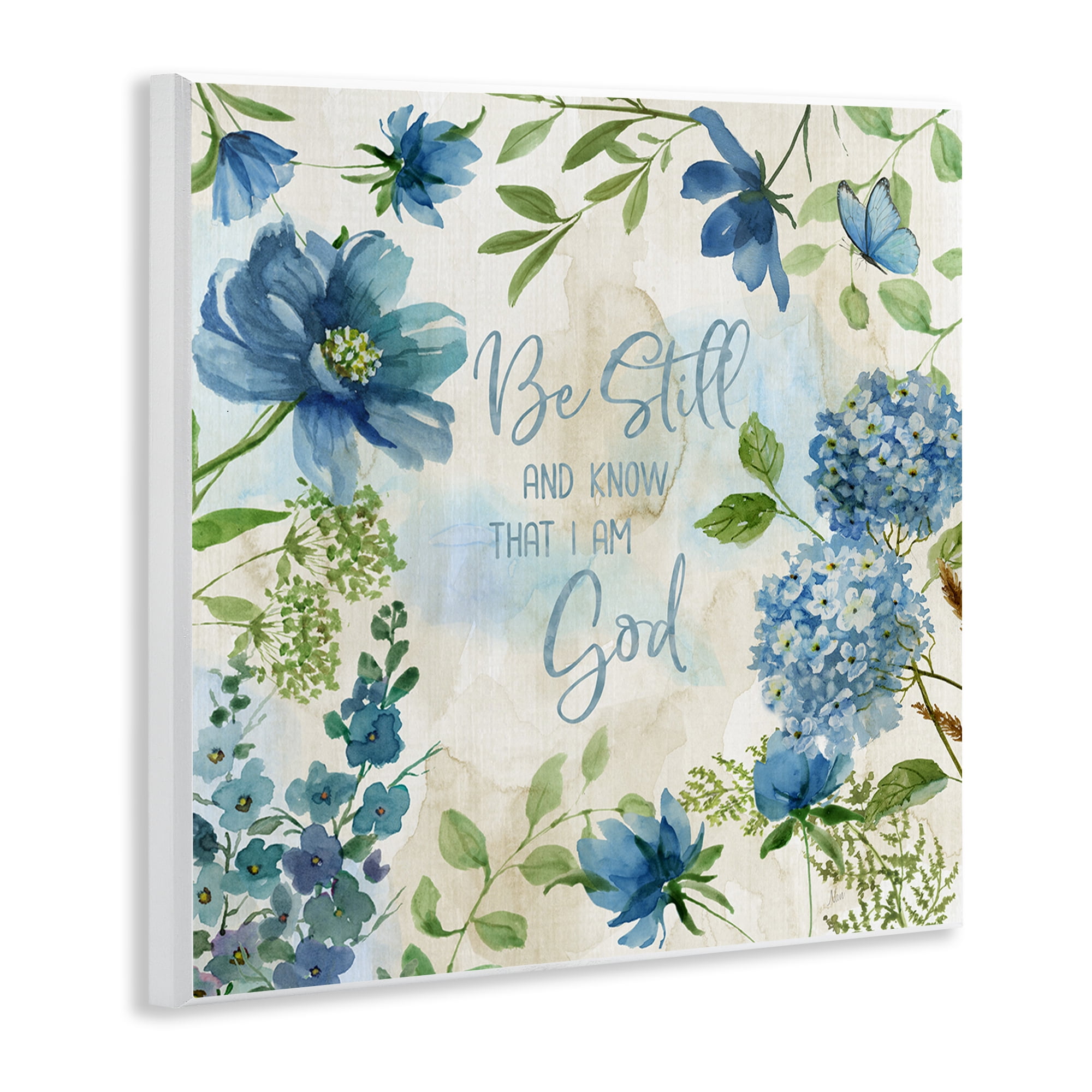 Stupell Industries Be Still Floral Phrase Religious Painting Unframed Art Print Wall Art, 12 x 12
