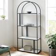 thumbnail image 2 of Contemporary Metal Arch Asymmetrical Faux Marble Bookcase in White Faux Marble, 2 of 4