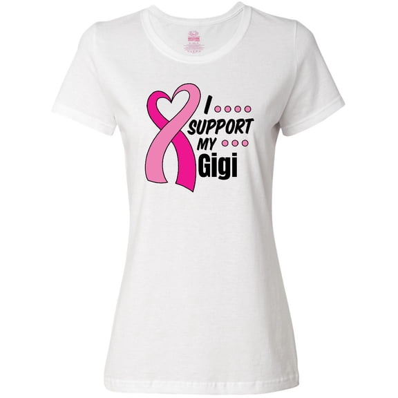 Inktastic Breast Cancer Awareness I Support My Gigi with Pink Ribbon Women's T-Shirt