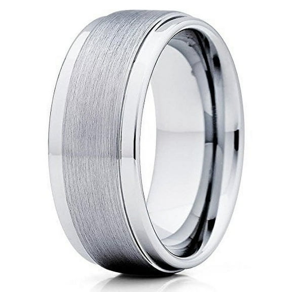 9mm Tungsten Wedding Band Tungsten Carbide Ring Gray Tungsten Band Men and Women Brushed Comfort Fit (6)