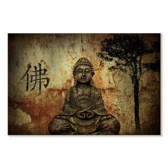 Elephant Stock Buddha Belief Wall Art - Horizontal Canvas Wall Art - Living Room Wall Decor - Religion And Spirituality Canvas - Brown And Yellow Decor - 12" x 8"