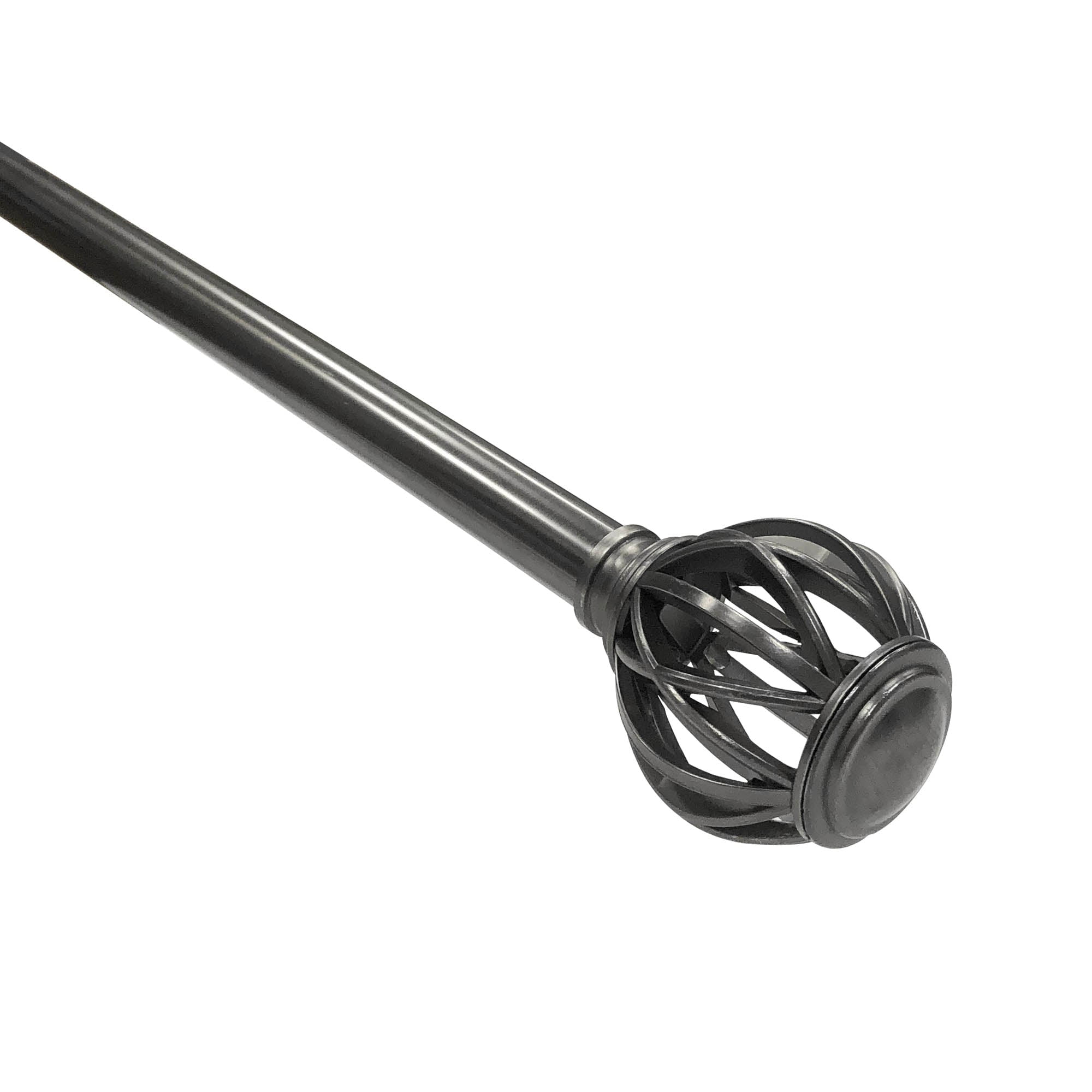 Lumi 1" Drapery Single Curtain Rod Set with Decorative Cage finials_Gunmetal