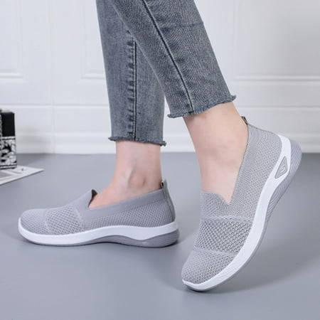 Clearance & Promo  Women s Large Casual Mesh Slip-Ons  Soft Sole  Breathable  Fashion Sneakers  Comfortable Daily Shoes  Lightweight  for Home/Office  Plus Size Womens Shirts | Gray 37 | Sopatenor